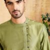 men's rayon solid festive embellished long kurta (regular fit)
